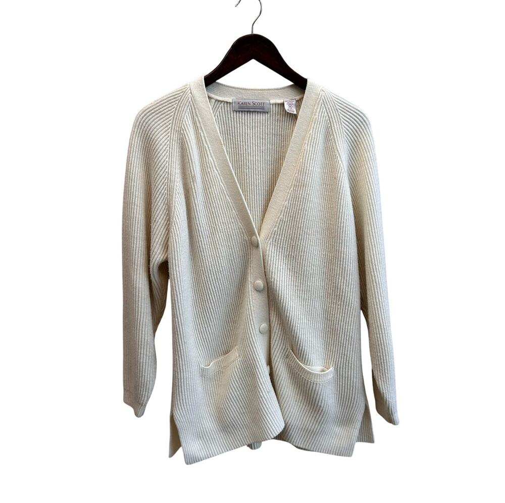 Vintage Karen Scott Chunky Knit Oversized Cardigan Sweater Size M